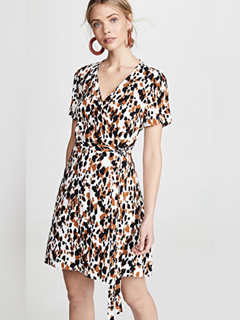 DIANE VON FURSTENBERG Savilla Crêpe Printed Wrap Dress Apaloosa Chestnut S